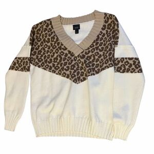 Daytrip Oversized Thick‎ and Cozy Sweater Womens Medium Animal Print Cream